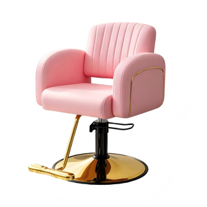 Sillón de Salón Reclinable de Cuero Moderno con Base Hidráulica Cromada, Silla de Estilismo para Peluquería, Barbería y Sala de Estar - Product Image 4