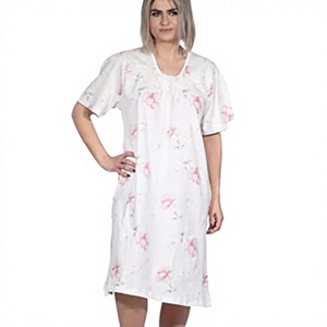 <span class=keywords><strong>Camicia</strong></span> <span class=keywords><strong>da</strong></span> <span class=keywords><strong>Notte</strong></span> di Lusso per Donna, Traspirante, Lunghezza al Ginocchio, <span class=keywords><strong>Manica</strong></span> <span class=keywords><strong>Corta</strong></span>, Collo <span class=keywords><strong>con</strong></span> <span class=keywords><strong>Bottoni</strong></span>, Design Floreale - Product Image 4