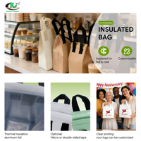 Sac isotherme personnalisé pour emporter, pour l'emballage de thé au lait, de café, avec logo personnalisé, pour gâteaux, sandwichs
