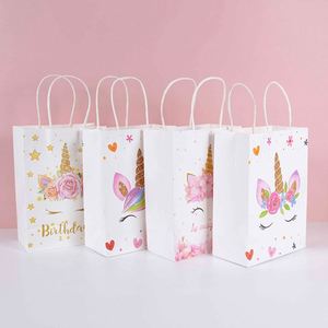 KM China, venta al por mayor, bolsa de regalo de papel personalizada barata, bolsa de regalo con logotipo personalizado, cumpleaños con diseño de <span class=keywords><strong>unicornio</strong></span> - Product Image 6
