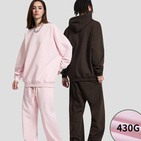 Luxe Blanc 430 Grammes High Street Pantalon À Capuche 2 Pièces Ensemble Coton Gym Hoodies Joggers 2XL Plus La Taille Hommes Survêtement