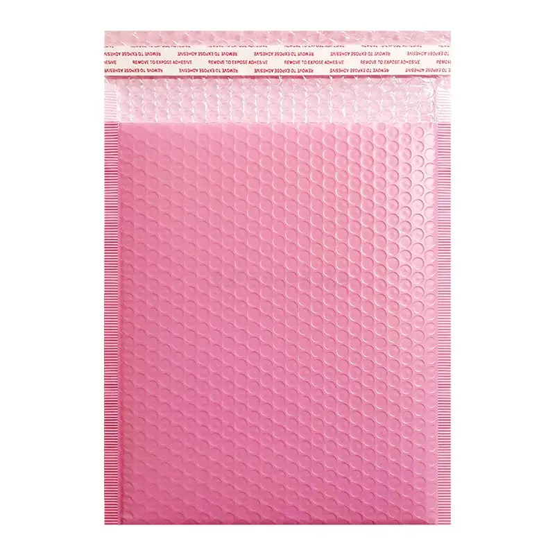 Bolsas de correo de burbujas de poliéster, bolsas de embalaje de sobres, Color rosa, logotipo personalizado, Color personalizado, paquete de entrega de varias tallas A #