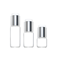 Flacon en verre ambré transparent avec couvercle argenté et doré, pour poudre de vitamine C, bouchon à vis, petit format, flacon en verre pour sérum, emballage pour soins de la peau