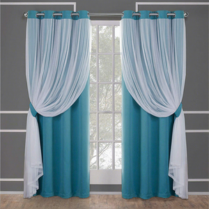 Oda Karartıcı Modern Grommet Üstlü Özelleştirilebilir Dantelli Çift Katmanlı Karartma Perdeleri Çubuk Montajlı %100 Polyester Her Mevsim - Product Image 3