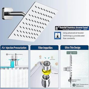 Ensemble de douche à effet pluie moderne en acier inoxydable SUS304, système mural haute pression pour projets hôteliers et d'appartements - Product Image 3