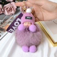 Porte-clés Pom Pom Pom Pom Lapin Boule de Fourrure Porte-clés Moelleux Porte-clés de Voiture Charme de Sac Porte-clés en Fourrure de Peluche