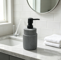 Distributeur de savon en mousse écologique en résine texturée côtelée moderne, rechargeable, avec pompe pour lavage des mains, multifonction