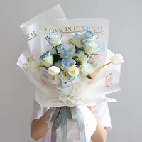 Bouquet de fleurs épaisses avec feuille dorée, papier imperméable pour la saint-valentin, nouvelle collection