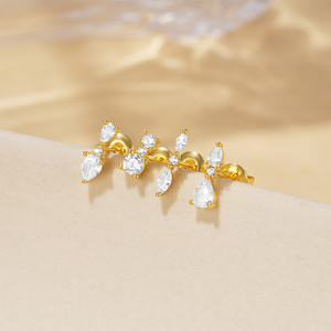 ROXI 4 Piece <b>Set</b> Minimalist 925 <b>Sterling</b> <b>Silver</b> Personalized Geometric Inlaid Zircon Sample Daily Ear <b>Stud</b> <b>Earring</b> <b>Set</b> for Women - Product Image 5