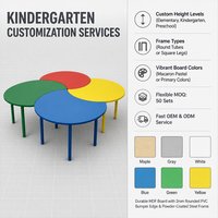 Table d'étude colorée pour maternelle et école préscolaire avec design semi-circulaire et bords arrondis sécurisés pour les projets scolaires