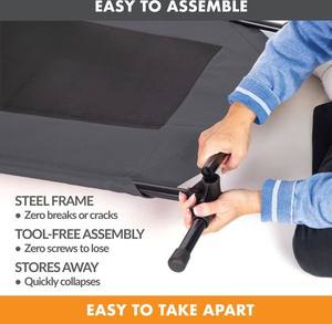 เตียงสุนัขกันลื่นแข็งแรงขนาดใหญ่โครงเดิมเตียงสัตว์เลี้ยงยกสูงด้วยถ่าน/เตียงสี่เหลี่ยมผืนผ้าพลาสติกสีดำสำหรับทุกฤดูกาล - Product Image 4