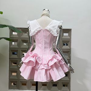 <span class=keywords><strong>Nuevo</strong></span> Vestido de Verano con Lazo en la Solapa para Mujer, Falda Corta a Rayas con Volantes, Ajustada y Rejuvenecedora - Product Image 4