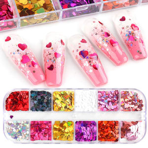 แผ่นโลหะแวววาวติดเล็บรูปหัวใจ12ช่องแวววาวแวววาวแผ่นเล็บแวววาวแวววาวแวววาวแวววาวแวววาวแวววาวแวววาวแวววาวแวววาวแวววาวแวววาวแวววาวติดด้วยเลเซอร์สีรุ้งแวววาวปักเลื่อมสำหรับปีใหม่ - Product Image 5