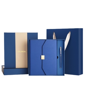 Venta al por mayor de regalos de negocios personalizados Set pluma 6 anillos cuadernos A5 Pu cuero planificador carpeta diario con logotipo - Product Image 1