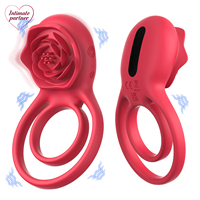 Vibrateur télécommandé en forme de rose pour massage testiculaire et prostatique masculin, anneau vibrant en métal lourd pour l'éjaculation et l'agrandissement du pénis