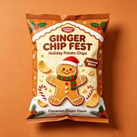 Sachet d'emballage alimentaire personnalisé imprimé, refermable, à fond plat, avec fente de déchirement, finition mate, pour biscuits de Noël