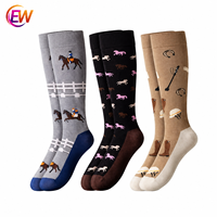 Chaussettes d'équitation pour femmes, hautes jusqu'au genou, respirantes, extensibles, pour bottes d'équitation, chaussettes longues imprimées mignonnes