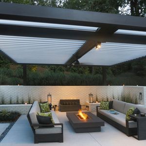 Prima Prima Bibo Waterproof Louvered Elegant Aluminum Garden <b>Gazebo</b> with Sliding Door and Privacy Screen Suitable for Patio Shed - Product Image 4