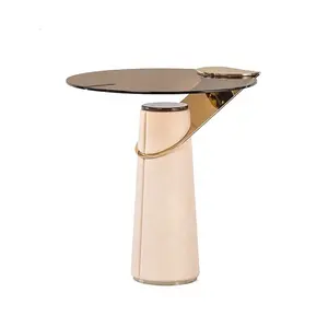 Italian Luxury Design Marble Side Table Living Room Round Modern Side Table