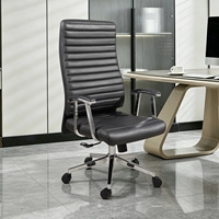 Chaise de bureau de direction ergonomique luxueuse à dossier haut, confortable, en cuir, pivotante, adaptée aux hôpitaux, écoles, hôtels