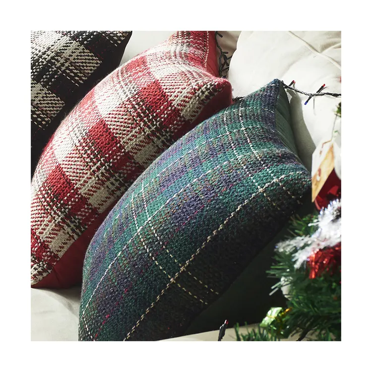 Beautiful bulk xmas Red Green Buffalo Check Plaid Christmas throw decorative cushion covers pillowcase