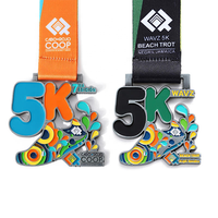 Médaille de marathon Vefit personnalisable, design créatif creux, pour événements sportifs, en métal or, argent, bronze, forme pyramide, impression UV, gravée