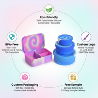 Boîte à lunch en silicone à 3 compartiments étanche sans BPA Contenants de stockage alimentaire pour enfants avec couvercle pour nouveau-nés