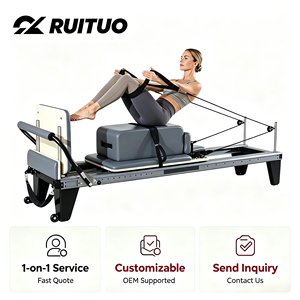 Full Track Aluminum Black Reformer-Silent <b>Sliding</b> Core <b>Bed</b> Wooden Packaging Home Gym Fitness Equipment L7564 Aluminum Frame Dura - Product Image 3