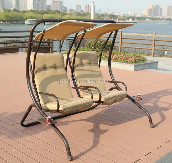 Komfortable design outdoor park metall schaukel stuhl padded hängen stuhl