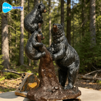 Statue de Famille d'Ours en Bronze, Sculpture Métallique Moulée sous Pression, Décoration de Jardin, Patine Traditionnelle Antique, Sculpture Décorative pour Forêt