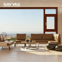 SAYYAS F120 Cadre de fenêtre moderne en bois recouvert d'aluminium avec verre trempé haute sécurité pour hôtels et salons au rez-de-chaussée