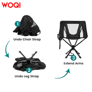 Silla Portátil Plegable Woqi con Marco de Aluminio, Capacidad de Carga de 140 kg, Silla Compacta para Jardín, Camping y Exteriores, Color Negro - Product Image 3