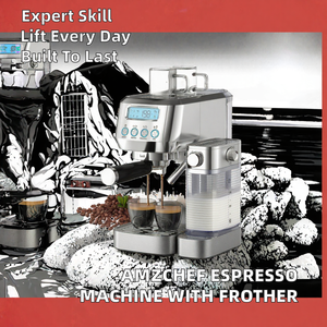 Cafetera Semiautomática <span class=keywords><strong>AMZCHEF</strong></span> con Espumador de Leche Automático, 20 Bares, para Cappuccino y Latte |   Cafetera Profesional para el Hogar de Doble Pared - Product Image 2
