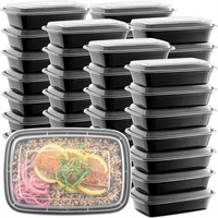1000ml BPA-freie Bento-Lunchboxen, Einweg-Mahlzeitvorbereitungs-Lebensmittelbehälter mit Deckeln, Mikrowellengeeignet, Ohne Fächer