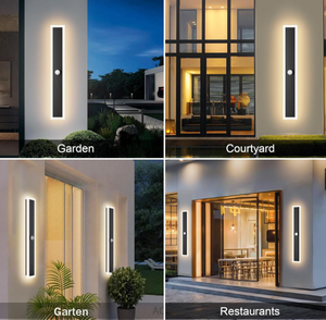 Lampes murales extérieures longues à capteur <span class=keywords><strong>de</strong></span> <span class=keywords><strong>mouvement</strong></span> 3000K lumières <span class=keywords><strong>de</strong></span> porche <span class=keywords><strong>de</strong></span> <span class=keywords><strong>mouvement</strong></span> blanc chaud IP65 luminaires muraux extérieurs étanches - Product Image 6