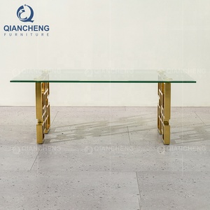 QIANCHENG – meubles de maison de luxe, fournisseur de style turc, tables en verre doré, <span class=keywords><strong>table</strong></span> basse moderne pour emboîtement - Product Image 3