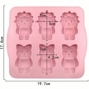 Moule à bougie DIY en silicone réutilisable, écologique, en forme de chat et de lion, pour la fabrication de gâteaux, de savons et de résine, dessin animé, OEM/ODM - Product Image 2