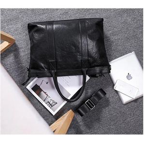 Laualsten Men's Top-grain Cowhide <b>Briefcase</b> Black Business Travel Shoulder Bag - Product Image 2