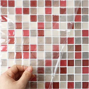 9,3*9,3 Zoll Mosaik Moderne Badezimmer Selbstklebende Wasserdichte Rote Wohnzimmer 3D Wandfliesen-Aufkleber - Product Image 2
