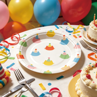 Assiettes en papier jetables pour chatons, vente en gros, 7 pouces, 10 pièces, motif chat mignon pour fournitures de fête d'anniversaire pour enfants