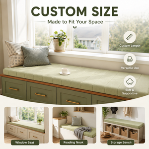 <span class=keywords><strong>Coussin</strong></span> de banc personnalisé à marque privée en tissu polyester texturé tissé, ergonomique et lavable pour coin lecture et fenêtre - Product Image 5