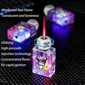 Encendedor DEBANG a Prueba de Viento con Llama Roja 360 °   Encendedor de Dados Giratorio de Aleación, Encendedor Personalizado para Cigarrillos y Velas, Recargable con <span class=keywords><strong>Gas</strong></span>, Encendedor LED - Product Image 4