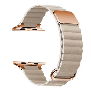 Manyetik döngü deri kayış Apple saat bandı 7 41mm 45mm kemer bilezik Iwatch serisi 6 49MM 40MM 44mm zincir bilekliği