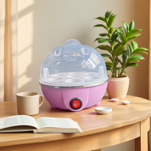 Cuiseur à œufs automatique 350W avec arrêt automatique, <span class=keywords><strong>mini</strong></span> cuiseur multifonction pour la maison, couvercle visuel, capacité de 7 œufs, plaque en acier inoxydable - Product Image 1