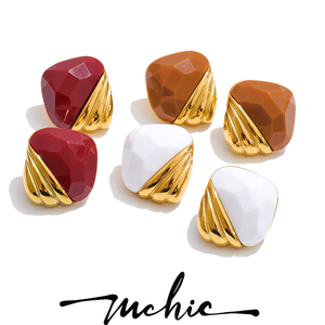 <span class=keywords><strong>Boucles</strong></span> <span class=keywords><strong>d</strong></span>'<span class=keywords><strong>oreilles</strong></span> clous géométriques carrées en résine Mchic 113, texture métallique en acier inoxydable, bijoux de mode patchwork - Product Image 1