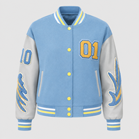Veste universitaire personnalisée pour homme, avec numéros en chenille, manches contrastées, fermeture à boutons-pression, veste de baseball avec logo rayé en relief