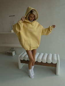 Sudadera con Capucha Extra Grande Personalizada para Mujer, Sudadera Cálida de Forro Polar Grueso, Estilo Casual con Hombros Caídos, Sudadera de Invierno, Directo de Fábrica - Product Image 1