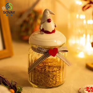 Pot en verre de Noël avec couvercle en céramique pour bonbons, biscuits, noix, boîte de rangement scellée pour collations, pot de conservation en verre de qualité alimentaire - Product Image 3
