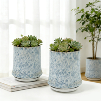 Grand pot de fleurs cylindrique en céramique de luxe, vente en gros, jardin vertical, grands pots de fleurs pour la décoration intérieure et extérieure