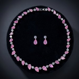 Nouveauté : Parures de luxe orthodoxes en laiton plaqué platine, incrustées de zircone cubique rose goutte d'eau, pour mariage, fiançailles, anniversaire et fêtes - Product Image 3